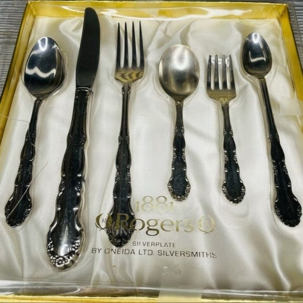 1881 Rogers silver plated Oneida utensils knife , spoon and fork gift